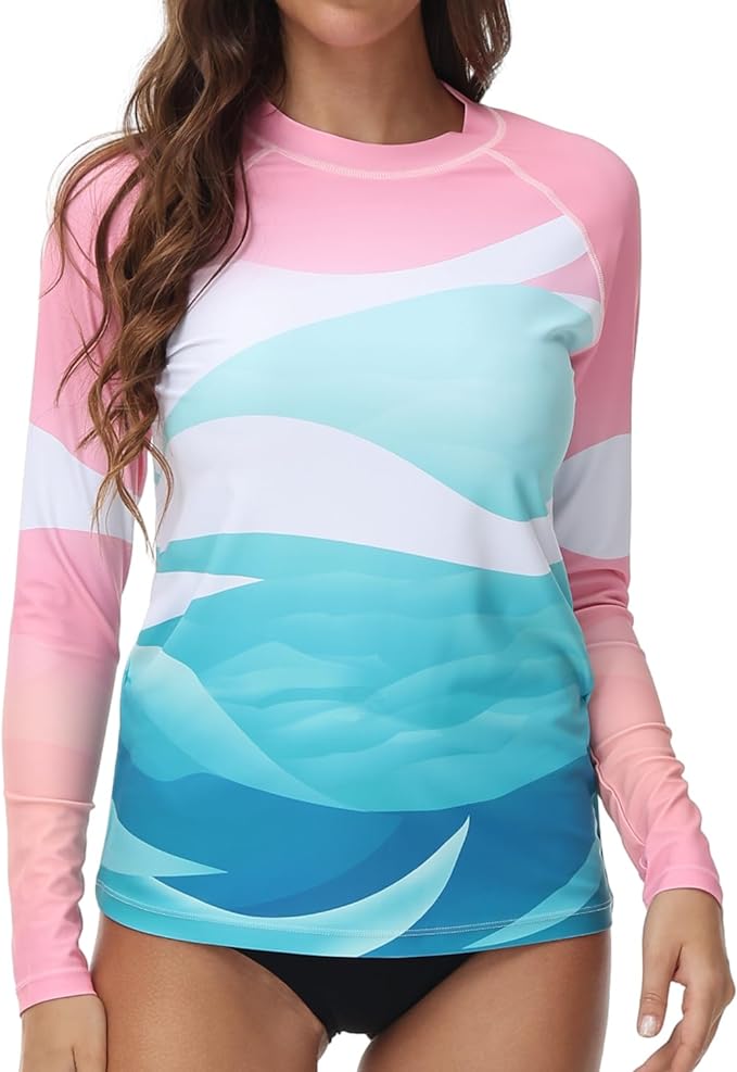 VAYAGER SPORTS Women's UPF 50+ Long Sleeve Rash Guard - Quick Dry Swim Shirts