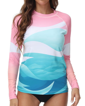 VAYAGER SPORTS Women's UPF 50+ Long Sleeve Rash Guard - Quick Dry Swim Shirts