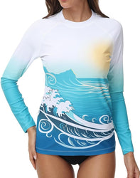VAYAGER SPORTS Women's UPF 50+ Long Sleeve Rash Guard - Quick Dry Swim Shirts