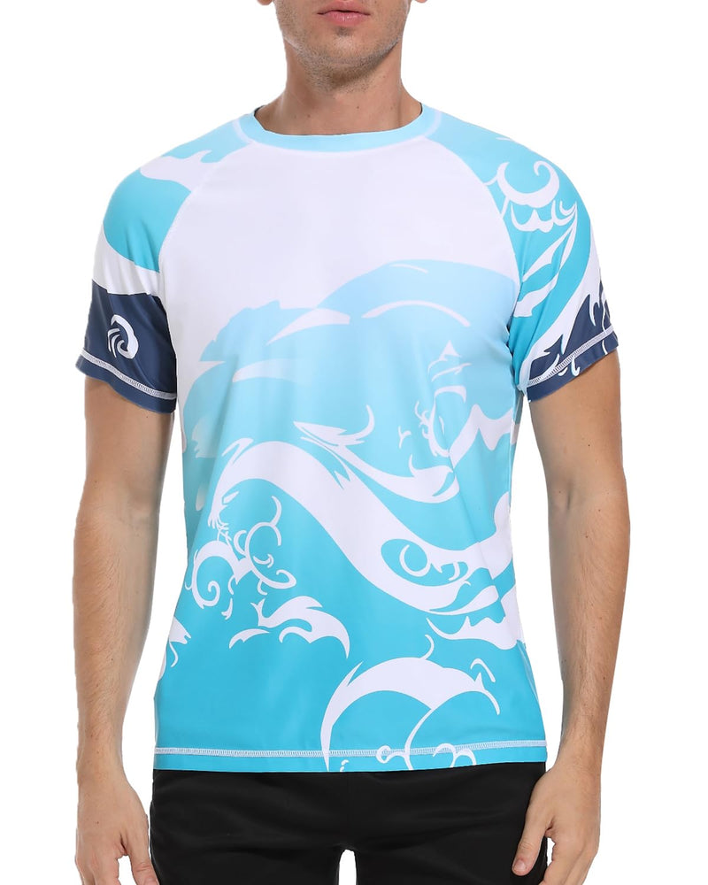 VAYAGER SPORTS Men's Swim Shirts Rash Guard UPF 50+ Short Sleeve