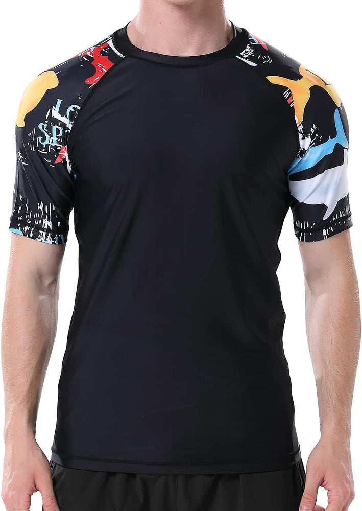 VAYAGER SPORTS Men's Swim Shirts Rash Guard UPF 50+ Short Sleeve