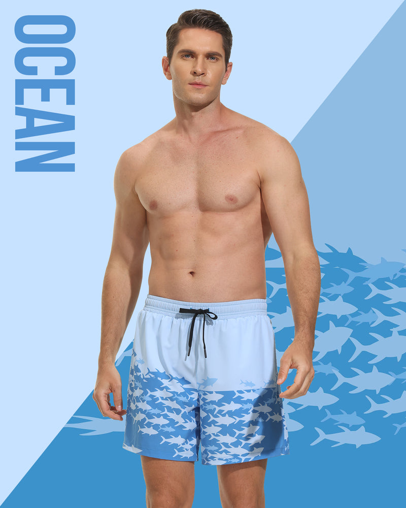 VAYAGER SPORTS Men's Swim Trunks with Compression Liner - 5 Inch Quick Dry Swim Shorts