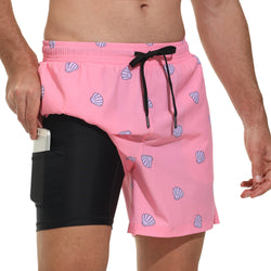 VAYAGER SPORTS Men's Swim Trunks with Compression Liner - 5 Inch Quick Dry Swim Shorts
