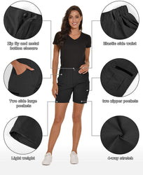 Women's Short Hiking Camping Travel 6 Pockets Quick Dry Water Resistant - Vayager Sports